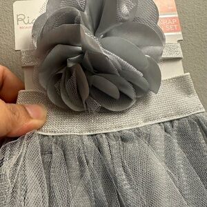 Silver-Gray Tulle tutu and flower Headband
